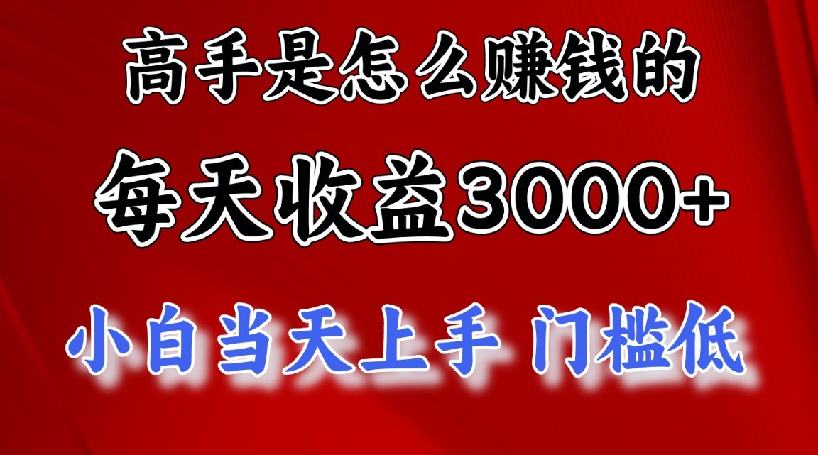 高手是怎么赚钱的，1天收益3500+，一个月收益10万+，-万力资源网_专注分享网络赚钱副业项目-创业项目分享