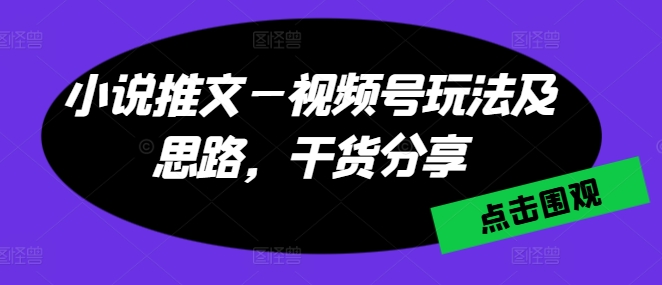 小说推文—视频号玩法及思路，干货分享-万力资源网_专注分享网络赚钱副业项目-创业项目分享