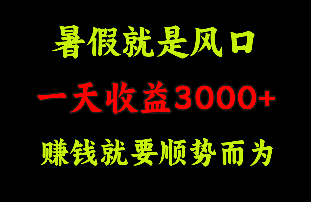 （11670期）一天收益3000+ 赚钱就是顺势而为，暑假就是风口-万力资源网_专注分享网络赚钱副业项目-创业项目分享